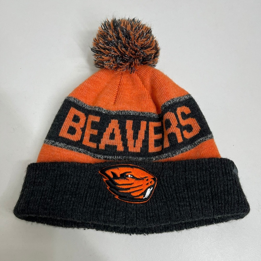 Top of the World Oregon State Beavers Mens Orange Black Knit Pom Beanie OSU Hat